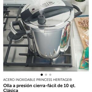 Princess House Stainless Steel Pressure Cooker - Silver and Black